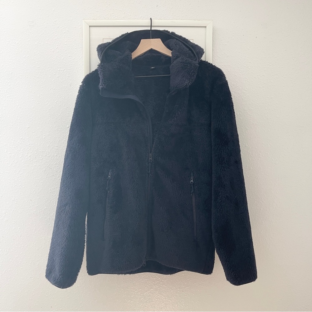 Uniqlo Windproof Fluffy Yarn Fleece Full Zip Hoodie Jacket Mens S Small Women